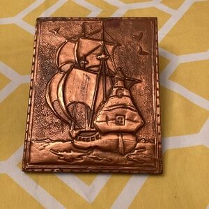 Copper Sailing Ship Wall Hanging Vintage